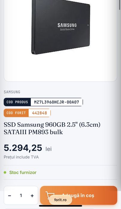 Ssd Samsung PM893 Enterprise 960GB