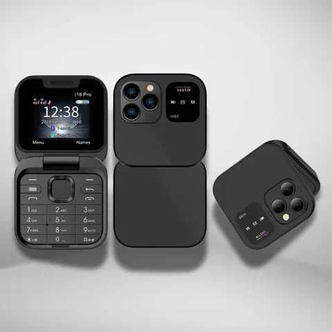 Сгъваем телефон с копчета i16 Pro Dual SIM 2G, камера,фенерче,FM радио