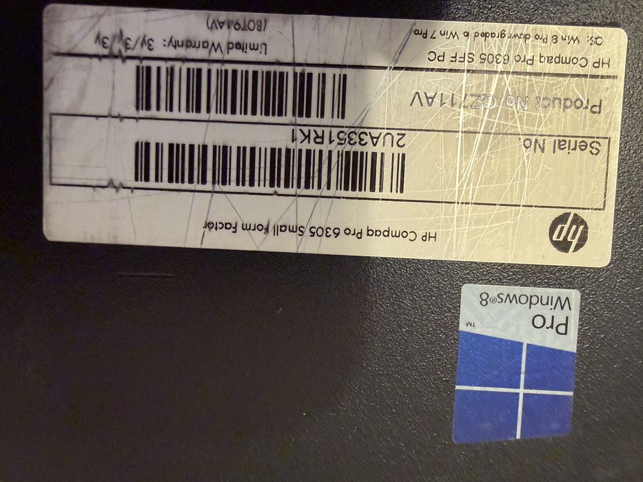 Calculator HP Compaq Pro 6305 SFF A8-5500B ; 8 gb ddr3 , windows