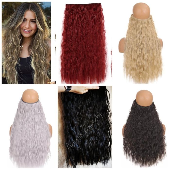 Extensii de par crete, 5 clipsuri, diverse culori, NOI, 60 cm