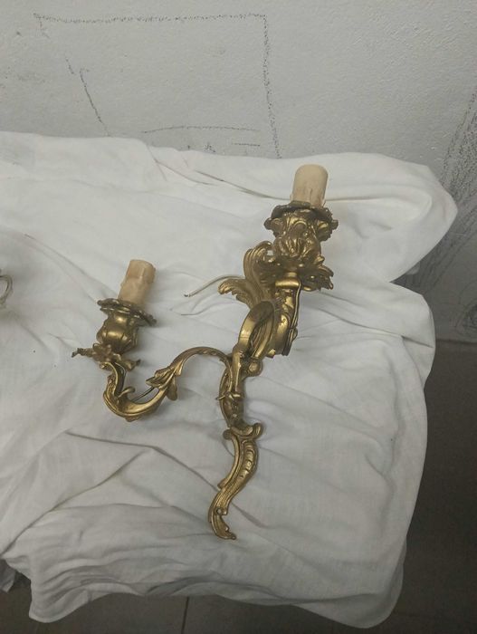 1 брой полилей от месинг,старинен и 2броя аплици от месинг  за стена старинни