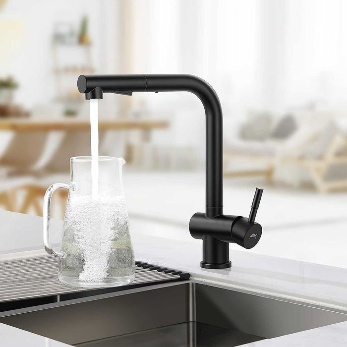 REDUS de la 425 RON, NOU* Baterie chiuveta cu Dus retractabil ,cu autopresiune (pt Presiune Mica), cartus ceramic ,BLACK