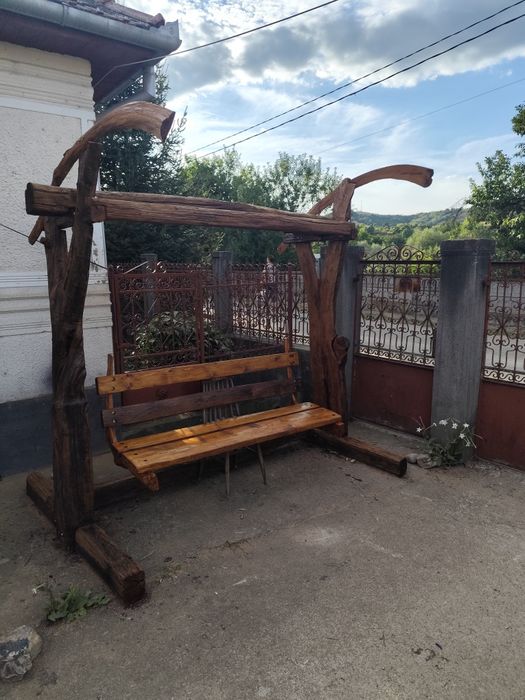 Leagăn de grădină rustic din lemn masiv. Unicat !