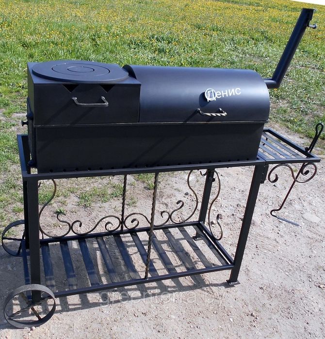 Дачный мангал BBQ барбекю смокер гриль шашлычницу под печь очаг казан