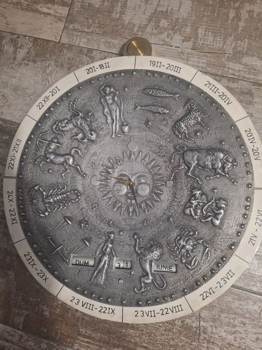 Ceas de perete din bronz cu semne zodiacale