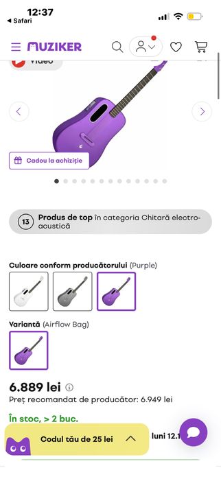 LAVA ME 4 Carbon Fiber Series Purple 36” – chitară electro-acustică + Space Bag