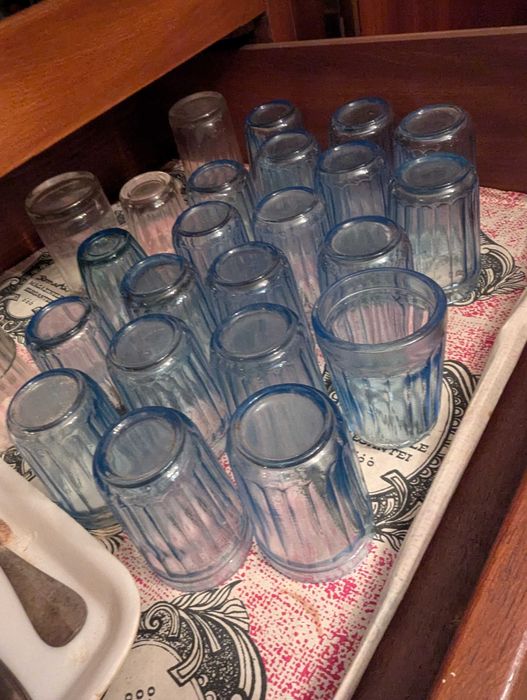 Set farfurii sticla groasa, Cristal, canute, pahare, farfurii dulceata