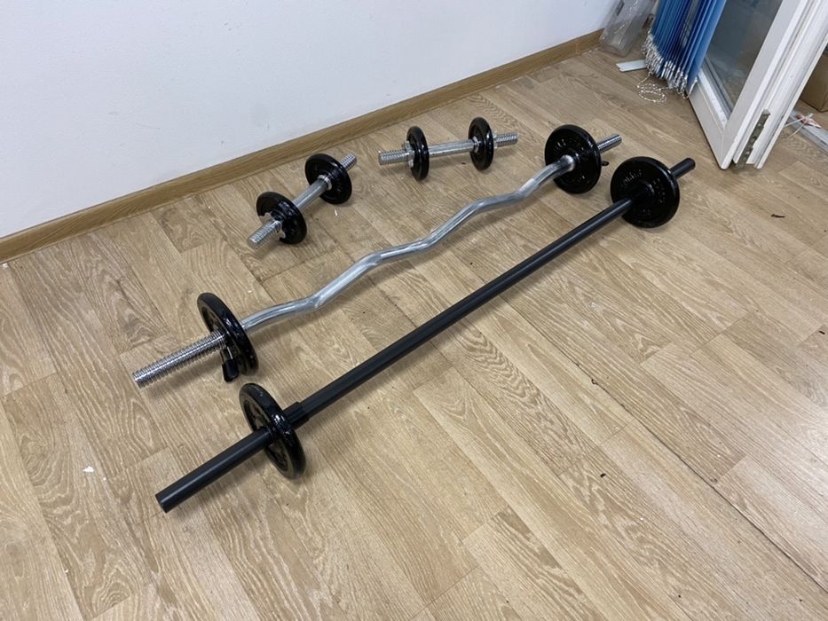 Pachet sala ideal Acasa,Gantere reglabile+bara Z+Bara piept+Discuri