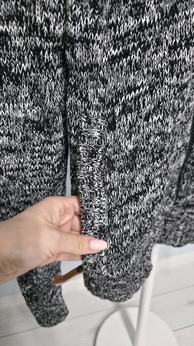 Cardigan tricotat barbati cu gluga, 100% bumbac, Much More, gri, M