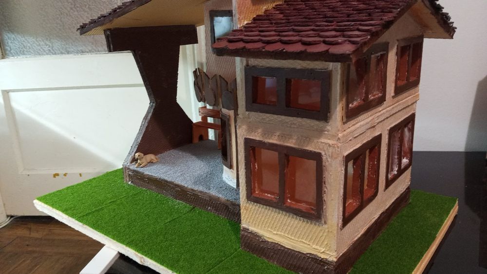 Casă miniaturală handmade-machetă mare ,lucrată manual,foarte detaliată