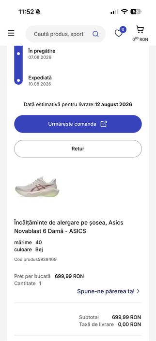 Asics Novablast 6 marimea 40