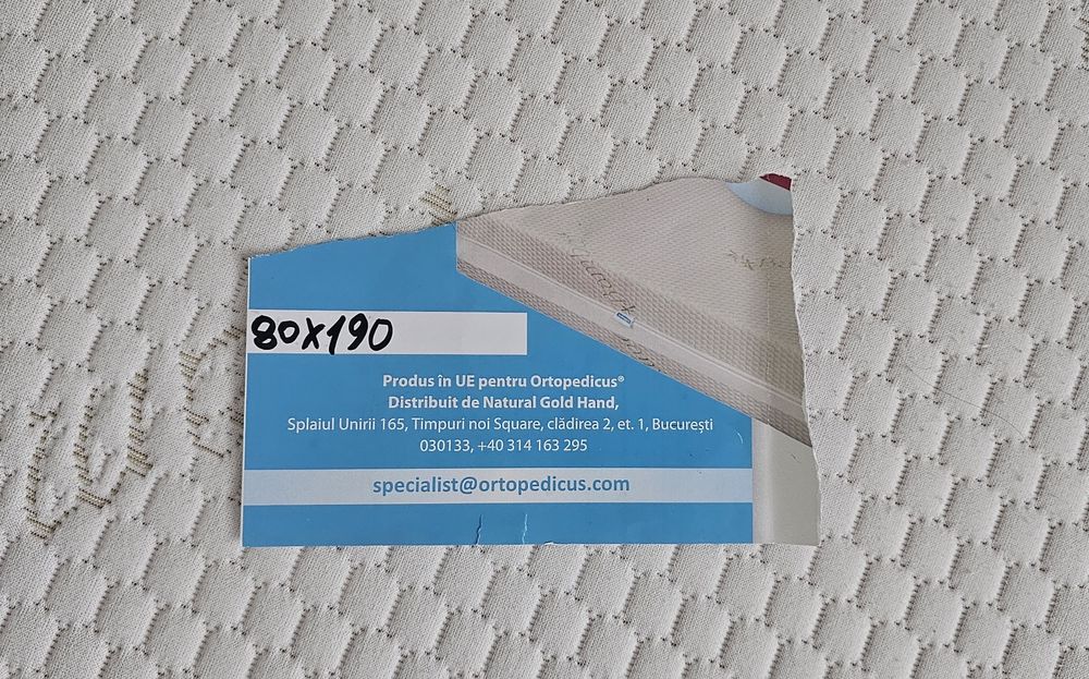 Saltea de pat Ortopedica Ortopedicus, din Spuma cu Memorie, 80×190 – Memory, Husa Ioni de Argint