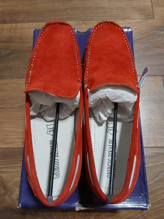 Mocasini noi barbati G.R. piele naturala de culoare rosie