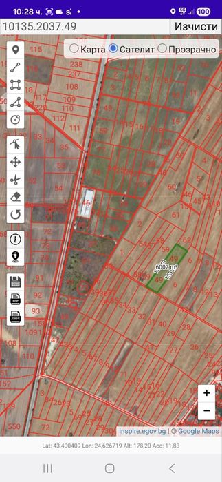 Парцел 6002кв.м с номер 10135.2037.49,в близост до гл.път Варна-с.Кичево(около 100м)