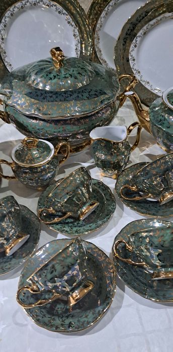 Чехословакия оргинал чайно_столовый сервиз "Хамелион"перламутр на 6