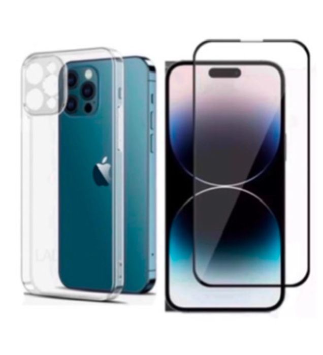 Iphone 12 13 14 PRO MAX Husa Silicon + Folie Sticla Privacy 7D Glass