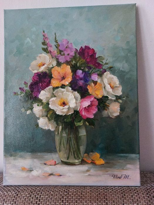 Ulei pe panza, nou, semnat, o bucurie a inimii, un cadou perfect