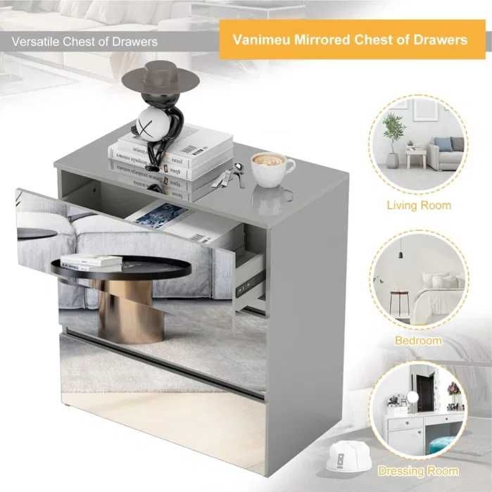 Огледален скрин с 3 чекмеджета MDF