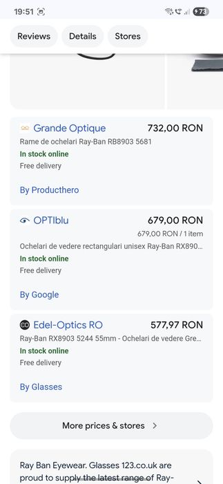 RayBan rama ochelari