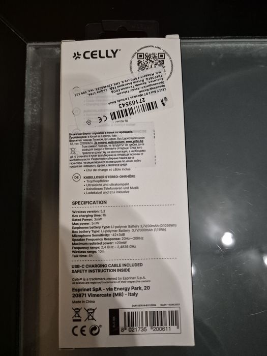 Слушалки CELLY drop true wireless