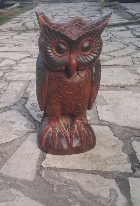 Дървен бухал  за декорация