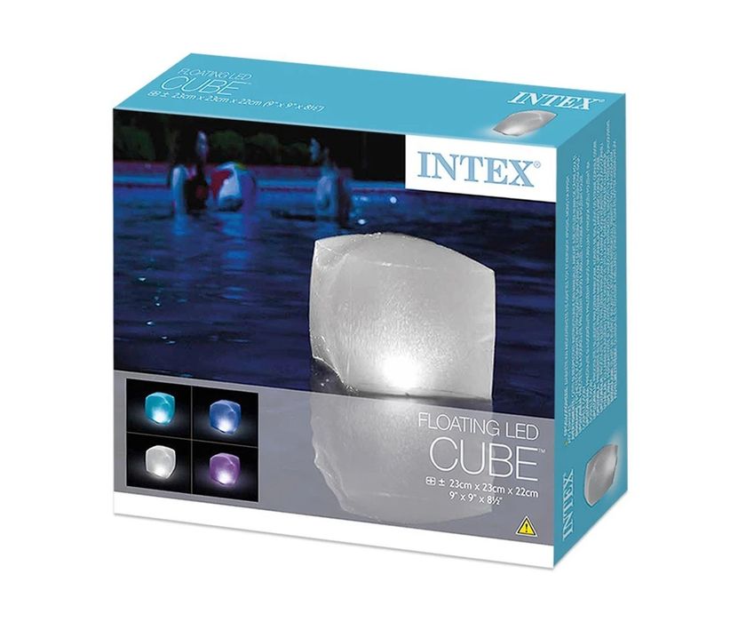 Многоцветен плаващ LED куб INTEX за басейни и джакузита