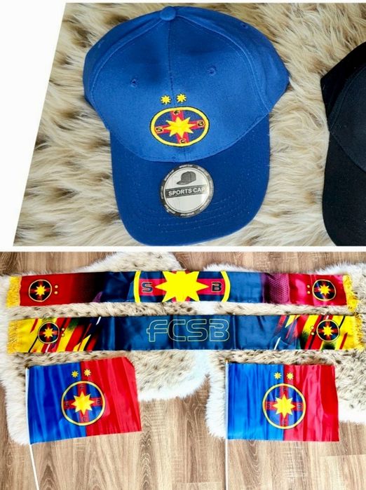 Șapcă FCSB + Eșarfă + Steag Șapcă Steaua București Eșarfă Steaua Fcsb