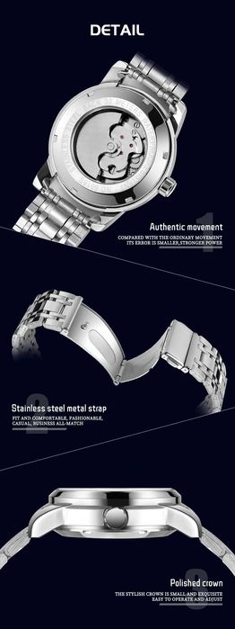 FORSINING Tourbillon Automatic 24h A Dress Business Stainless Steel