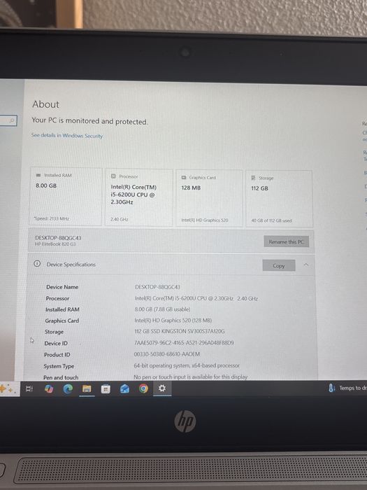 Laptop HP 12,5 inch•ideal diagnoza auto/service•i5-6th gen•bateria 5h