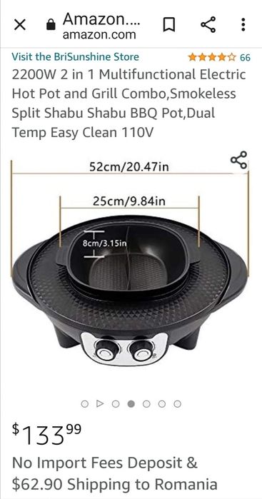 Shabu - Shabu electric grill 2200W non-stick
Produs nou, lipsa capac ș