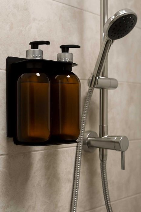 Кронштейн двойной комплект, держатель для жидкого мыло из стали,