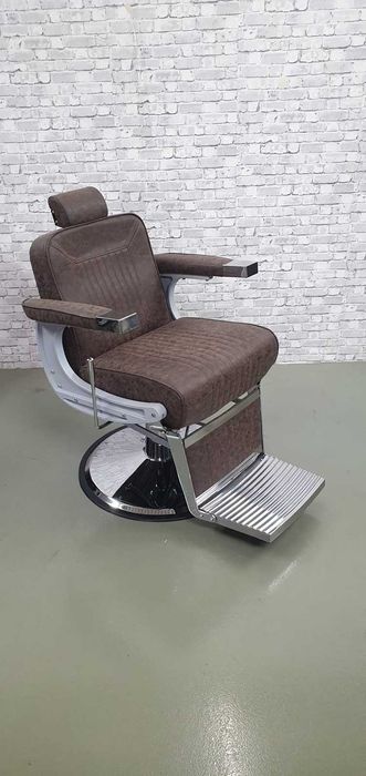 Бръснарски стол Glory - кафяв/черен/червен