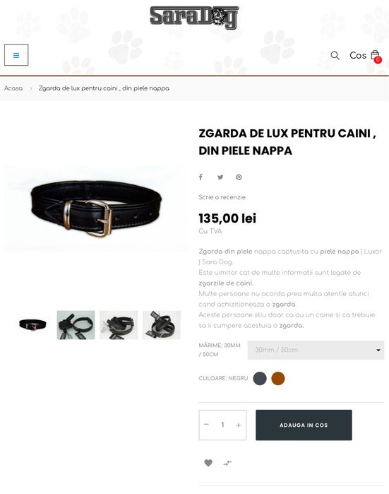 Zgardă de Lux pentru câini din piele Nappa