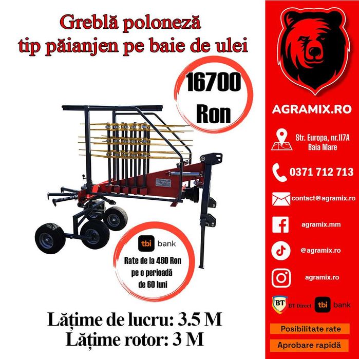 Grebla orizontala de adunat pe curele noua poloneza Agramix