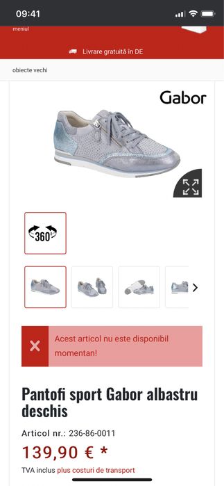 Pantofi sport Gabor albastru deschis