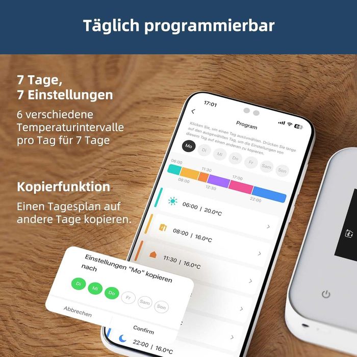 Termostat Beok WiFi Ecran LCD Digital Compatibil cu Alexa – Alb