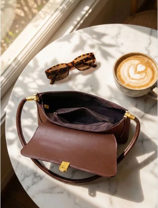 Сумка коричневая багет