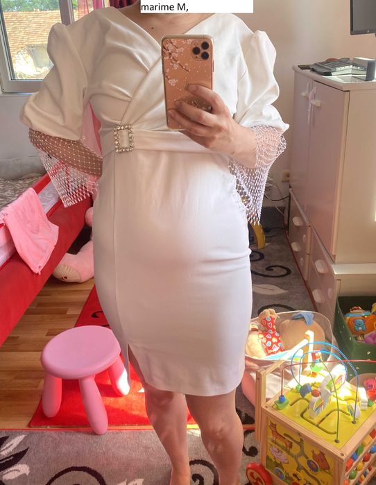 Rochie eleganta ocazie alba marime M femei