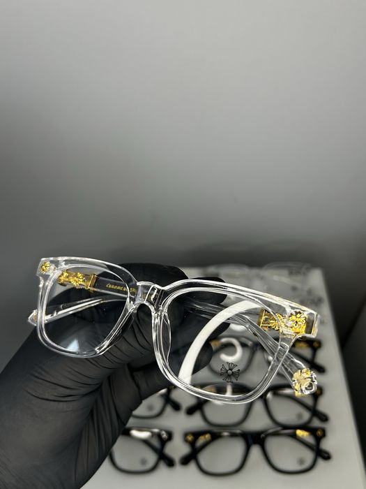 Ochelari Chrome Hearts Transparent cu Auriu Anti Blue Light