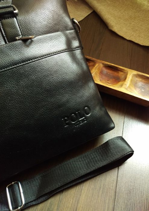 мъжка чанта кожена с презрамка/дръжки 3 отделения с цип А4 40/24/8