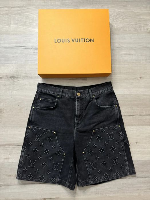 Black LV carpenter denim jeans / Blugi scurti Louis Vuitton