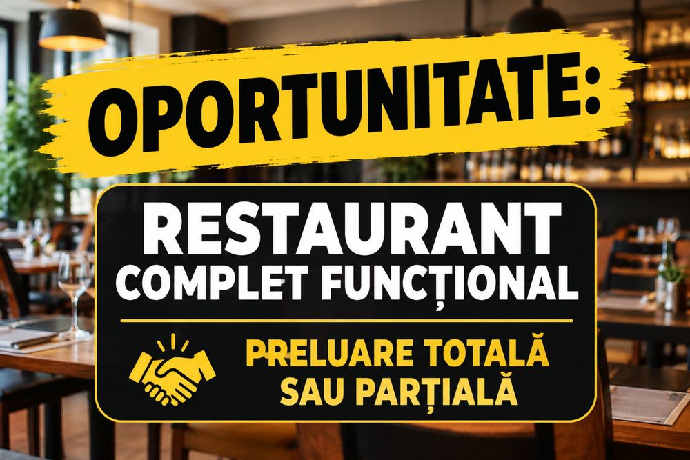 Restaurant de vânzare / Parteneriat – concept de bucătărie românească modernă, vilă interbelică, curte proprie
