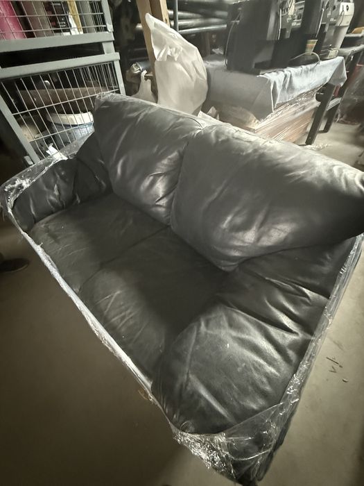 Диван естествена кожа- черен