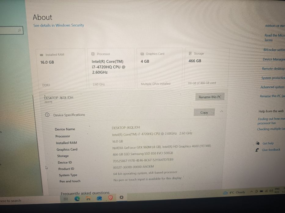 Laptop Lenovo y50 70