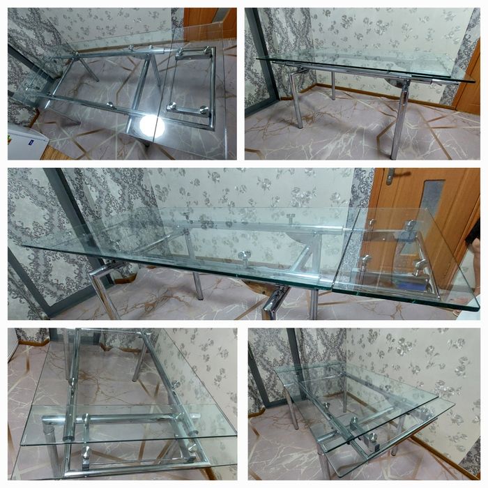 Стол раздвижной, стеклянный