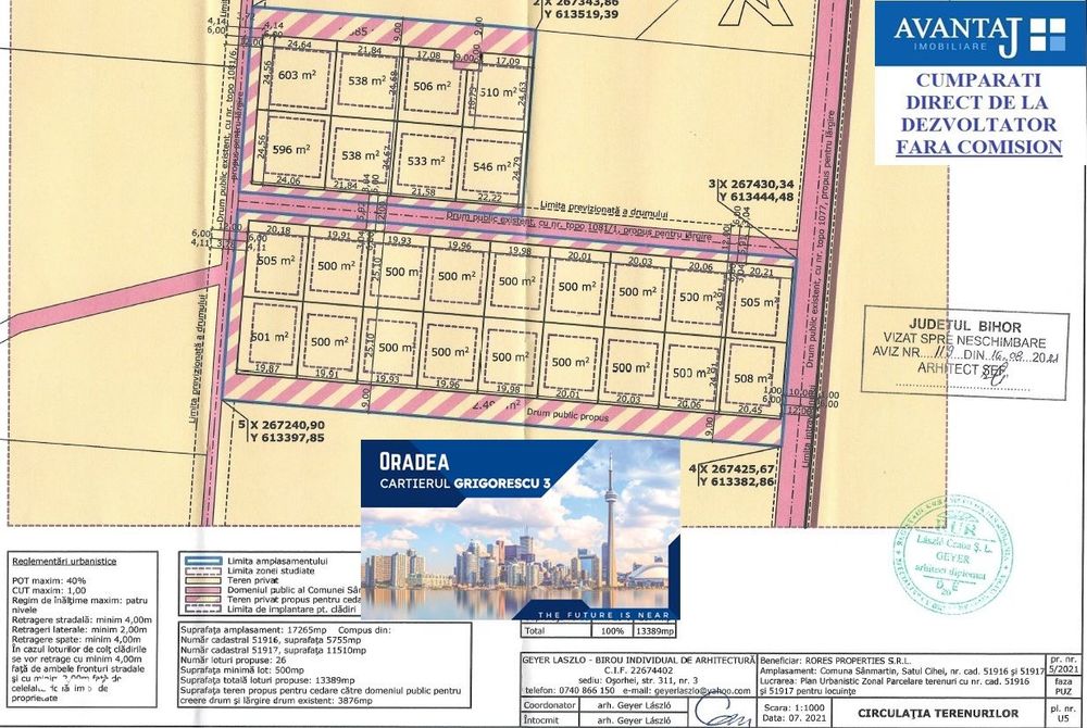 Parcela in Oradea Cartierul Grigorescu 2 la Padure 500 mp teren
