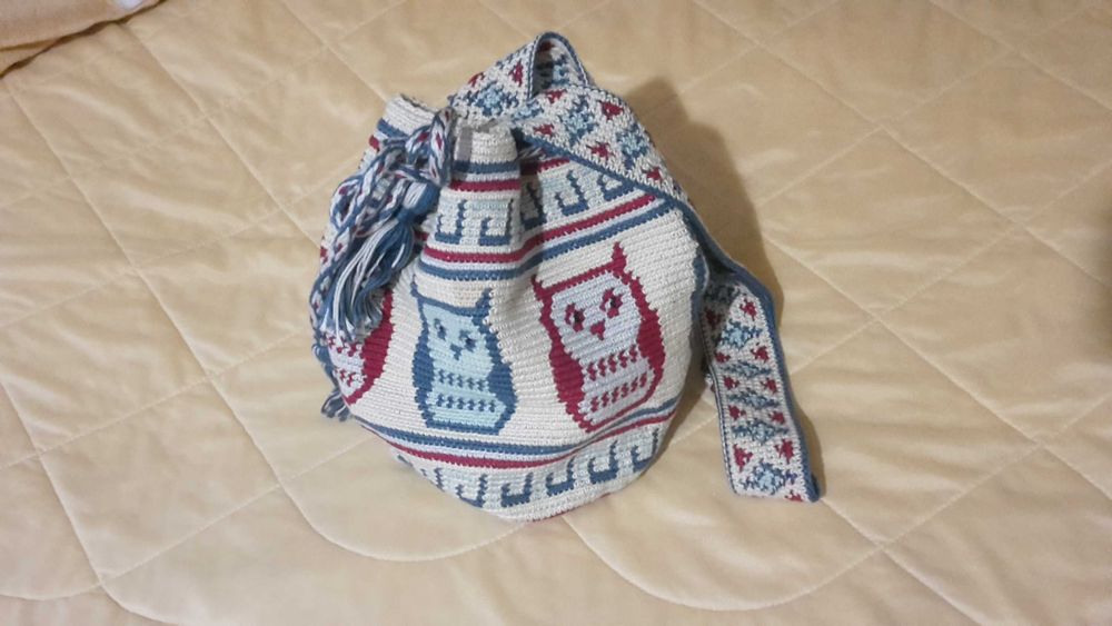 Детска плетена чанта на бухалчета