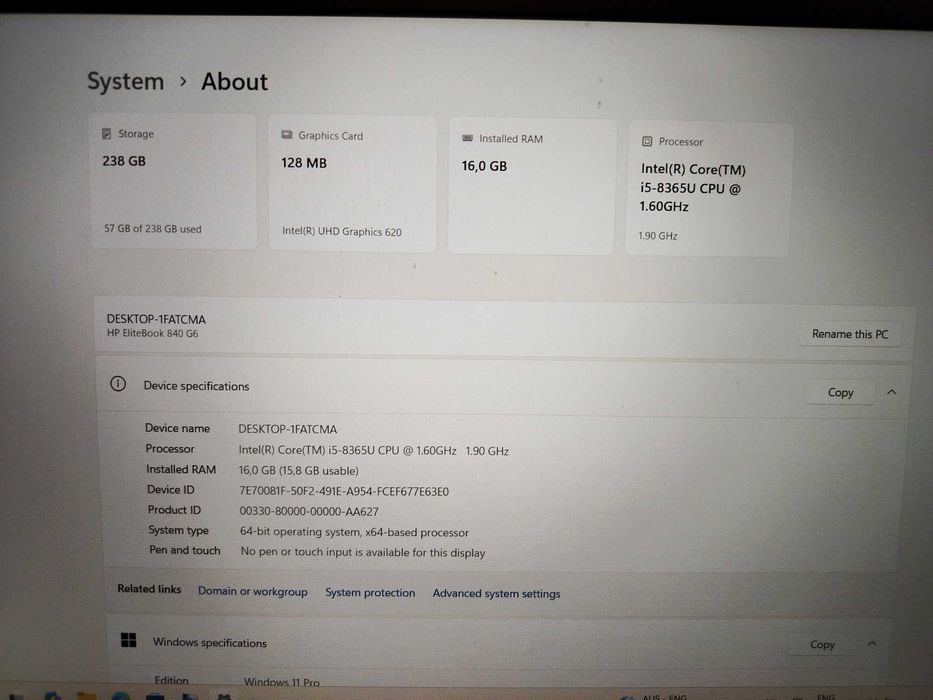 Лаптоп HP EliteBook 840 G6/ 14“ FHD/ i5-8365U/ 16GB DDR4/ 256 SSD