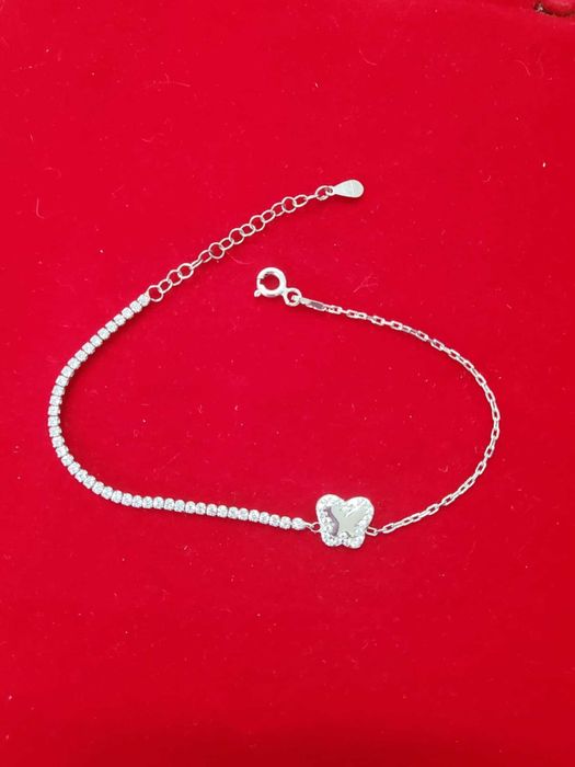 AG40,bratara argint 925,noua/marcata, fluture,zirconii albe, reglabila