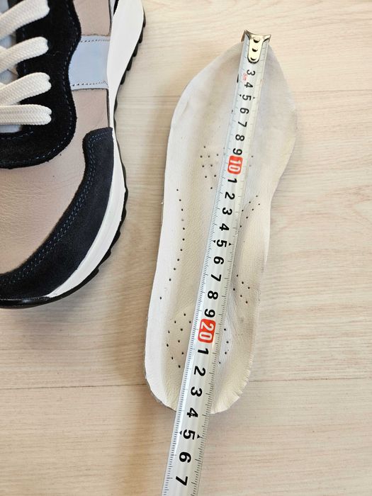 Нови дамски маратонки обувки велур кожа 37 сникърси цветни сини бели